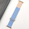 For Apple Watch 4 40mm Reverse Buckle Magnetic Silicone Watch Band(Rose Buckle Blue Pink)