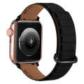 For Apple Watch 3 38mm Reverse Buckle Magnetic Silicone Watch Band(Black Buckle Black Brown)