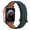For Apple Watch 9 41mm Reverse Buckle Magnetic Silicone Watch Band(Black Buckle Green Brown)