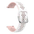 For Samsung Galaxy Watch 6 / 6 Classic Two Color Plum Blossom Hollowed Silicone Watch Band(White+...