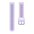For Samsung Galaxy Watch 6 / 6 Classic Two Color Plum Blossom Hollowed Silicone Watch Band(Lilac+...