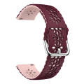 For Samsung Galaxy Watch 6 / 6 Classic Two Color Plum Blossom Hollowed Silicone Watch Band(Wine R...