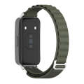 For Huawei Band 8 Mijobs Nylon Breathable Watch Band(Green+Silver)