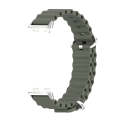 For Huawei Band 8 Mijobs Marine Silicone Breathable Watch Band(Khaki Green+Silver)