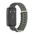 For Huawei Band 8 Mijobs Marine Silicone Breathable Watch Band(Khaki Green+Silver)
