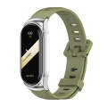 For Xiaomi Mi Band 8 Mijobs CS Case Flat Hole Silicone Watch Band(Army Green Silver)
