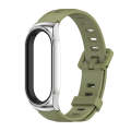 For Xiaomi Mi Band 8 Mijobs CS Case Flat Hole Silicone Watch Band(Army Green Silver)