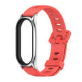 For Xiaomi Mi Band 8 Mijobs Plus Case Flat Hole Silicone Watch Band(Red Silver)