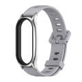 For Xiaomi Mi Band 8 Mijobs Plus Case Flat Hole Silicone Watch Band(Grey Silver)