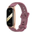 For Xiaomi Mi Band 8 Mijobs Plus Case Flat Hole Silicone Watch Band(Wine Red Rose Gold)