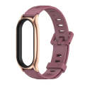 For Xiaomi Mi Band 8 Mijobs Plus Case Flat Hole Silicone Watch Band(Wine Red Rose Gold)
