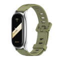 For Xiaomi Mi Band 8 Mijobs Plus Case Flat Hole Silicone Watch Band(Army Green Silver)