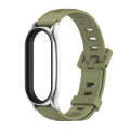For Xiaomi Mi Band 8 Mijobs Plus Case Flat Hole Silicone Watch Band(Army Green Silver)