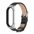 For Xiaomi Mi Band 8 Mijobs CS Case Microfiber PU Leather Watch Band(Black Silver)