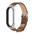 For Xiaomi Mi Band 8 Mijobs CS Case Microfiber PU Leather Watch Band(Brown Silver)