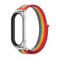For Xiaomi Mi Band 8 Mijobs CS Case Breathable Nylon Loop Watch Band(Rainbow Silver)