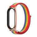 For Xiaomi Mi Band 8 Mijobs Plus Case Breathable Nylon Loop Watch Band(Rainbow Rose Gold)