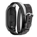 For Xiaomi Mi Band 8 Mijobs Plus Case Double-Loop Leather Watch Band(Black+White)