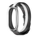 For Xiaomi Mi Band 8 Mijobs Plus Case Double-Loop Leather Watch Band(Black+White+Silver)