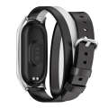 For Xiaomi Mi Band 6 / 5 / 4 / 3 Mijobs Plus Case Double-Loop Leather Watch Band(Black+White+Silver)