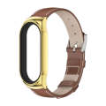 For Xiaomi Mi Band 8 Mijobs CS Case Genuine Leather Top Layer Cowhide Watch Band(Brown Gold)