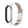 For Xiaomi Mi Band 8 Mijobs Plus Case Genuine Leather Watch Band(White Silver)