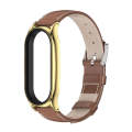 For Xiaomi Mi Band 8 Mijobs Plus Case Genuine Leather Watch Band(Brown Gold)