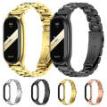 For Xiaomi Mi Band 8 Mijobs Plus Case Three Bead Metal Stainless Steel Watch Band(Gold)