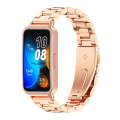 For Huawei Band 8 / 9 Mijobs Three Bead Bamboo Stainless Steel Watch Band(Rose Gold)