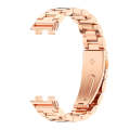 For Huawei Band 8 Mijobs Three Bead Bamboo Stainless Steel Watch Band(Rose Gold)