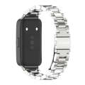 For Huawei Band 8 Mijobs Three Bead Bamboo Stainless Steel Watch Band(Silver)