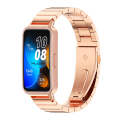 For Huawei Band 8 Mijobs Three Bead Bamboo Stainless Steel Watch Band(Bamboo Rose Gold)