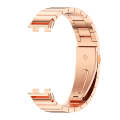 For Huawei Band 8 Mijobs Three Bead Bamboo Stainless Steel Watch Band(Bamboo Rose Gold)