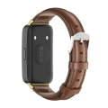 For Huawei Band 8 Mijobs Cowhide Leather Watch Band(Brown Gold)