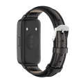 For Huawei Band 8 Mijobs Cowhide Leather Watch Band(Bamboo Black)
