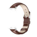 For Huawei Band 8 Mijobs Cowhide Leather Watch Band(Bamboo Coffee Silver)