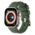 For Apple Watch 42mm Double Ring Silicone Watch Band(Army Green)