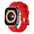 For Apple Watch 42mm Double Ring Silicone Watch Band(Red)
