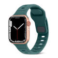 For Apple Watch 8 41mm Square Buckle Stripes Silicone Watch Band(Pine Green)