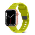 For Apple Watch SE 2022 44mm Square Buckle Stripes Silicone Watch Band(Fluorescent Green)