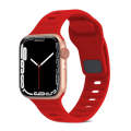 For Apple Watch 7 41mm Square Buckle Stripes Silicone Watch Band(Red)
