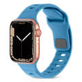 For Apple Watch 7 41mm Square Buckle Stripes Silicone Watch Band(Blue)