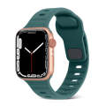 For Apple Watch 3 38mm Square Buckle Stripes Silicone Watch Band(Pine Green)