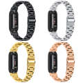 For Fitbit Inspire 3 Three Bead Flat Buckle Stainless Steel Watch Band(Black)