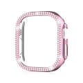 For Apple Watch Ultra 2 / Ultra 49mm Double Row Diamond Hollow PC Watch Case(Pink)
