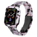 For Apple Watch Series 9 / 8 / 7 41mm Printed Resin PC Watch Band Case Kit(Black Flower)
