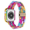 For Apple Watch Series 6/5/4/SE 40mm Printed Resin PC Watch Band Case Kit(Rainbow)