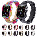 For Apple Watch Series 6/5/4/SE 44mm Printed Resin PC Watch Band Case Kit(Black Flower)