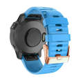 For Garmin Fenix 7S / 6S Pro / 5S Plus 20mm Rose Gold Buckle Quick Release Silicone Watch Band(Blue)