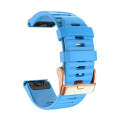 For Garmin Fenix 7S / 6S Pro / 5S Plus 20mm Rose Gold Buckle Quick Release Silicone Watch Band(Blue)